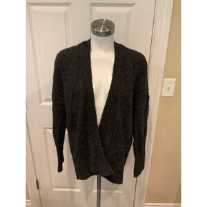 Moth Gray Thick Knit Open Knit Cardigan, Size Small
